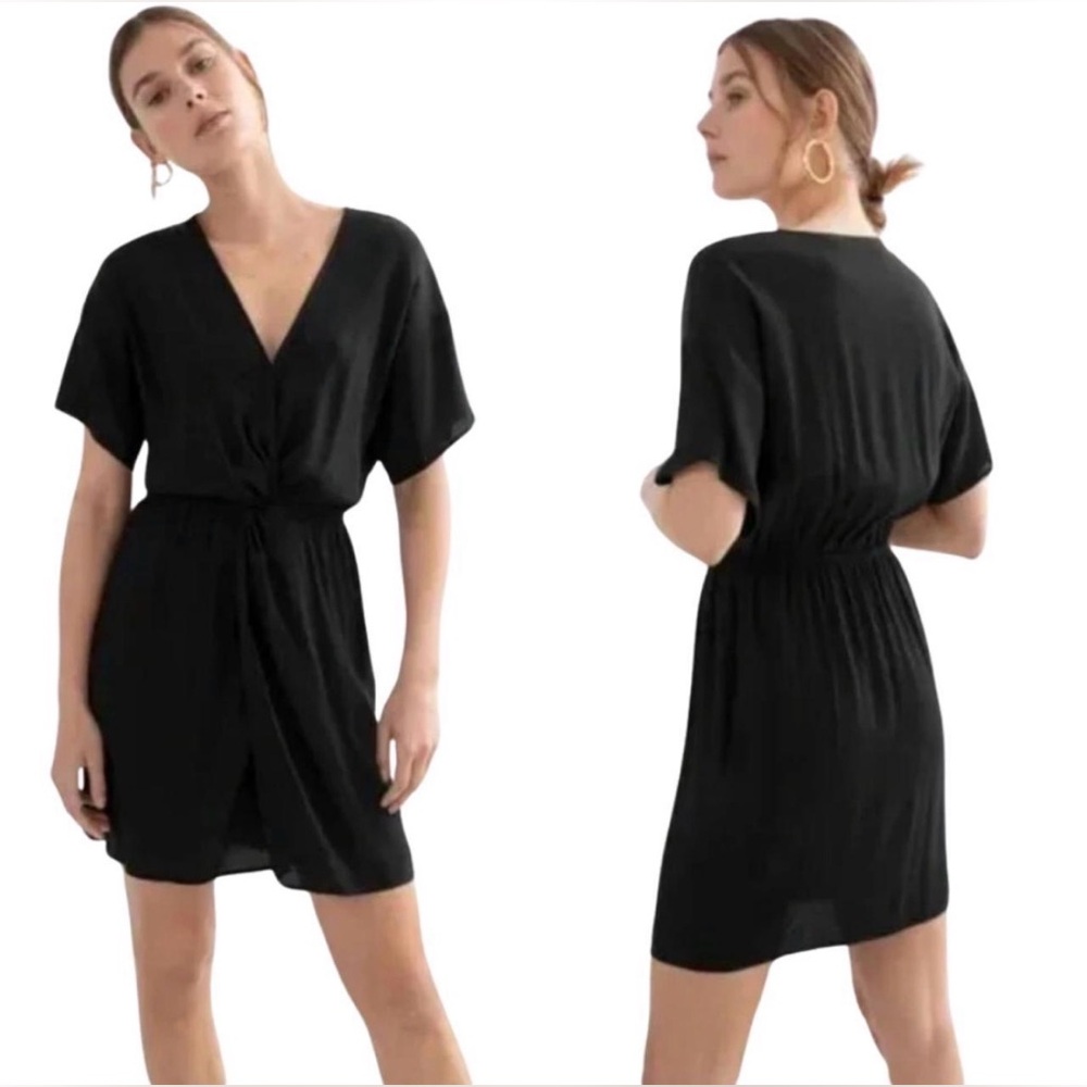 & Other Stories Twist Knot Mini Dress Black Size 12 Short Sleeve Contemporary
